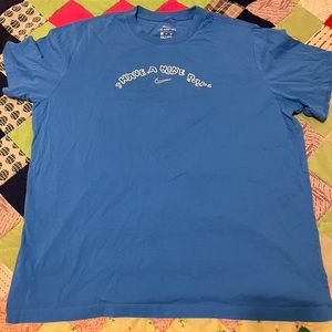 Nike crew neck t shirt 
Mens 2XL
Blue white graphic have an Nike day
